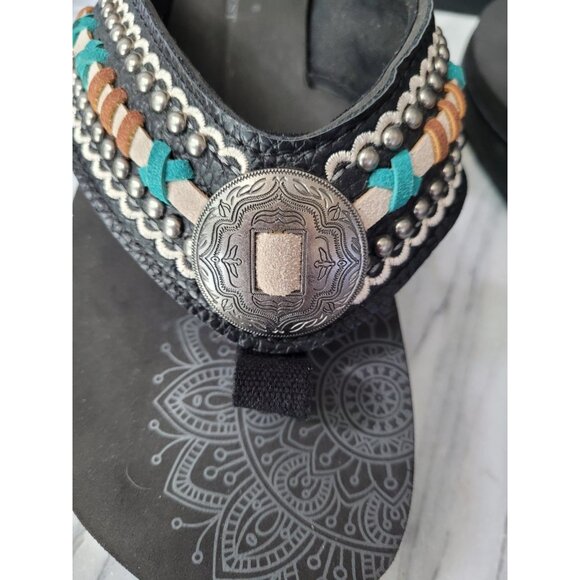 Montana West Concho Sandals Womens 10 Western Platform Flip Flops Thongs - Picture 9 of 11